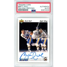 Brett Hull 1991-92 Upper Deck Hockey Autograph Card #464 PSA/DNA (Blue)