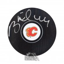 Brett Hull Autographed Calgary Flames Hockey Puck- PSA/DNA COA