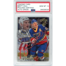 Brett Hull 1996-97 Flair Autograph Card #81 PSA/DNA 10 (Red)