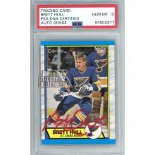 Brett Hull 1989-90 O-Pee-Chee Autograph Card #186 PSA/DNA 10 (Red)