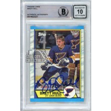 Brett Hull 1989-90 Topps Autograph Card #186 BAS 10