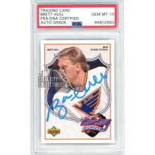 Brett Hull 1991-92 Upper Deck Hockey Heroes Autograph Card #6 PSA/DNA 10 (Light Blue)