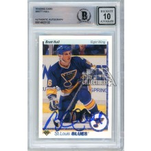 Brett Hull 1990-91 Upper Deck Autograph Card #154 BAS 10