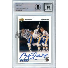 Brett Hull 1991-92 Upper Deck Hockey Autograph Card #464 BAS 10