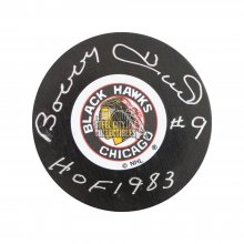 Bobby Hull HOF 1983 Autographed Chicago Blackhawks Hockey Puck - BAS COA