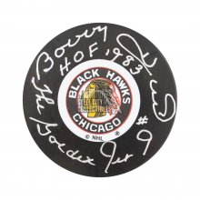 Bobby Hull HOF 1983 The Golden Jet Autographed Blackhawks Hockey Puck - BAS COA