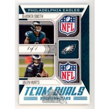 Jalen Hurts/DeVonta Smith 2021 Panini Rookies & Stars Dual Tag Patch Card #TD-PHI 1/1