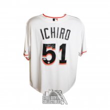 Ichiro Suzuki Autographed Miami Marlins Majestic White Baseball Jersey - BAS COA