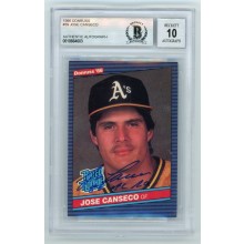 Jose Canseco 1986 Donruss Rated Rookie Autograph 86 AL ROY Baseball Card BAS 10