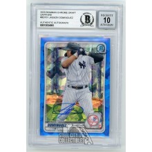 Jasson Dominguez 2020 Bowman Chrome Draft Sapphire Autographed Card #BD151 - BAS 10