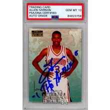 Allen Iverson 1996-97 Skybox Premium "The Answer" Autograph Rookie Card #85 PSA/DNA 10