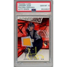 Jaromir Jagr 2021-22 Upper Deck SP Legends Autograph Jersey Card #103 PSA/DNA 10 (Yellow)