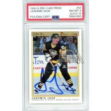 Jaromir Jagr 1990-91 O-Pee-Chee Premier Autograph Rookie Card #50 PSA 8 PSA/DNA 10