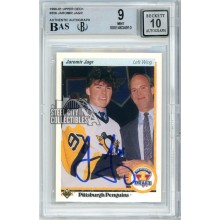 Jaromir Jagr 1990-91 Upper Deck Autograph Rookie Card BGS 9 BAS 10