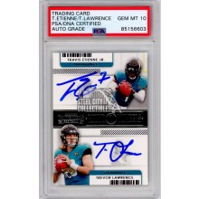 Trevor Lawrence / Travis Etienne 2021 Panini Contenders Round Numbers Autograph Rookie Card #RN-TET PSA/DNA 10