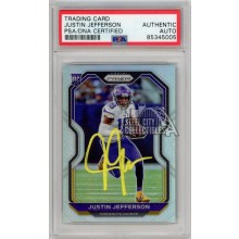 Justin Jefferson 2020 Panini Prizm Silver Autograph RC Card #398 PSA/DNA (Yellow)