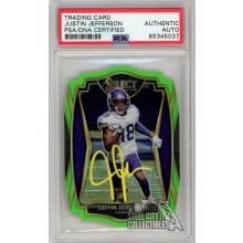 Justin Jefferson 2020 Panini Select Green Die Cut Autograph RC Card #161 PSA/DNA (Yellow)