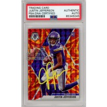 Justin Jefferson 2020 Panini Mosaic Reactive Red Autograph Rookie Card #209 PSA/DNA (Yellow)