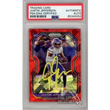 Justin Jefferson 2020 Panini Prizm Red Ice Autograph Rookie Card #398 PSA/DNA (Yellow)