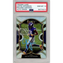 Justin Jefferson 2020 Panini Select Concourse Silver Autograph RC Card #61 PSA/DNA 10 (Light Blue)