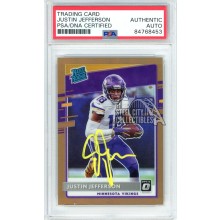 Justin Jefferson 2020 Panini Donruss Optic Bronze Autograph Rookie Card #163 PSA/DNA (Yellow)