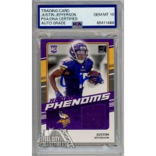 Justin Jefferson 2020 Panini Donruss Rookie Phenoms Jersey Autograph Card #RP-JJ PSA/DNA 10