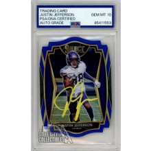 Justin Jefferson 2020 Panini Select Blue Die Cut Autograph RC Card #161 PSA/DNA 10 (Yellow)