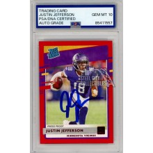 Justin Jefferson 2020 Panini Donruss Rated Rookie Press Proof Red Autograph Card #313 PSA/DNA 10 (New Label)