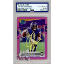 Justin Jefferson 2020 Panini Donruss Optic Pink Autograph Rookie Card #P-313 PSA/DNA Yellow (New Label)