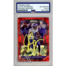 Justin Jefferson 2020 Panini Prizm Red Ice Autograph Rookie Card #398 PSA/DNA Yellow (New Label)
