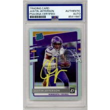 Justin Jefferson 2020 Panini Donruss Optic Rated Rookie Holo Autograph Card #163 PSA/DNA Yellow (New Label)