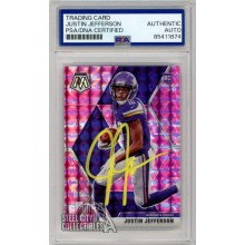 Justin Jefferson 2020 Panini Mosaic Pink Autograph Rookie Card #209 PSA/DNA Yellow (New Label)