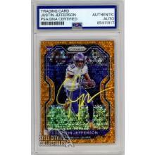 Justin Jefferson 2020 Panini Prizm Orange Disco Autograph RC Card #398 PSA/DNA Yellow (New Label)