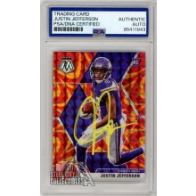 Justin Jefferson 2020 Panini Mosaic Reactive Red Autograph Rookie Card #209 PSA/DNA Yellow (New Label)