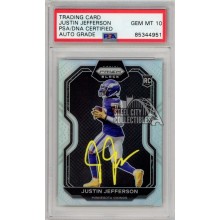 Justin Jefferson 2020 Panini Chronicles Prizm Black Silver Autograph RC Card #PB-9 PSA/DNA 10 (Yellow)