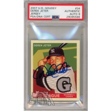 Derek Jeter 2007 Upper Deck Goudey Mini Autograph Jersey Card #34 PSA/DNA 9