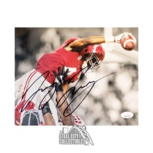 Jerry Jeudy Autographed Alabama 8x10 Photo - JSA COA (Red Jersey, Holding Football Out)