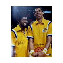 Kareem Abdul Jabbar, Magic Johnson Autographed Lakers 16x20 Photo - JSA COA