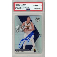 Nikola Jokic 2019-20 Panini Mosaic Silver Autograph Card #171 PSA/DNA 10