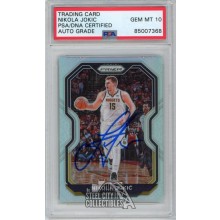 Nikola Jokic 2020-21 Panini Prizm Silver Autograph Card #114 PSA/DNA 10