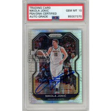 Nikola Jokic 2020-21 Panini Prizm Hyper Autograph Card #114 PSA/DNA 10