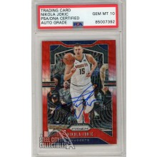 Nikola Jokic 2019-20 Panini Prizm Red Wave Autograph Card #84 PSA/DNA 10