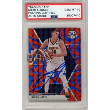 Nikola Jokic 2019-20 Panini Mosaic Reactive Blue Autograph Card #171 PSA/DNA 10