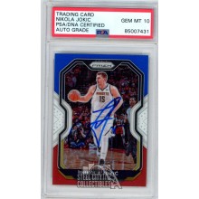 Nikola Jokic 2020-21 Panini Prizm Red White Blue Autograph Card #114 PSA/DNA 10