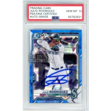 Julio Rodriguez 2021 Bowman Chrome Sapphire Autographed Card #BCP-86 - PSA/DNA Gem MT 10