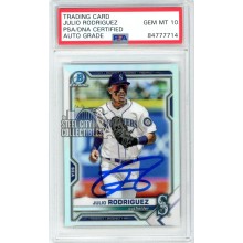 Julio Rodriguez 2021 Bowman Chrome Autograph Refractor Rookie Card #BDC-145 PSA/DNA 10