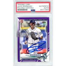 Julio Rodriguez 2021 Bowman Draft Purple Autograph Card /250 #BD-145 PSA/DNA