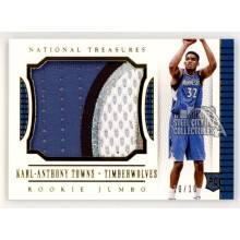 Karl-Anthony Towns 2015-16 Panini National Treasures Jumbo Rookie Patch Card 10/10