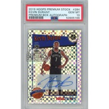Kevin Durant 2019-20 Panini Hoops Premium Stock Autograph Card #284 4/10 PSA 10