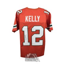 Jim Kelly Autographed Miami Custom Orange Football Jersey - JSA COA